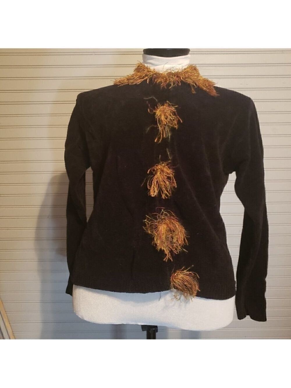 Vintage Bellepointe Black Sweater  Eyelash Trim